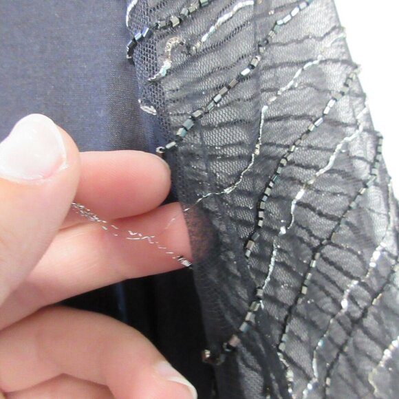 Club Monaco Women Top S Black Starburst Sequin LS Sheer Beaded Luxury Party 226 - Picture 8 of 12